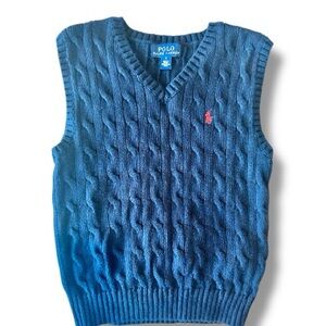 Polo Ralph Lauren Boys Sweater Vest Size 5 Blue Cable Knit Classic Preppy